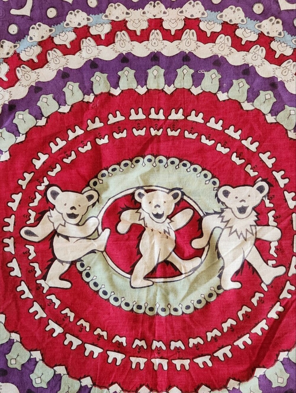 2003 Grateful Dead Dancing Bears Blue/Red Wall Hanging Tapestry 5' X 7' Vintage